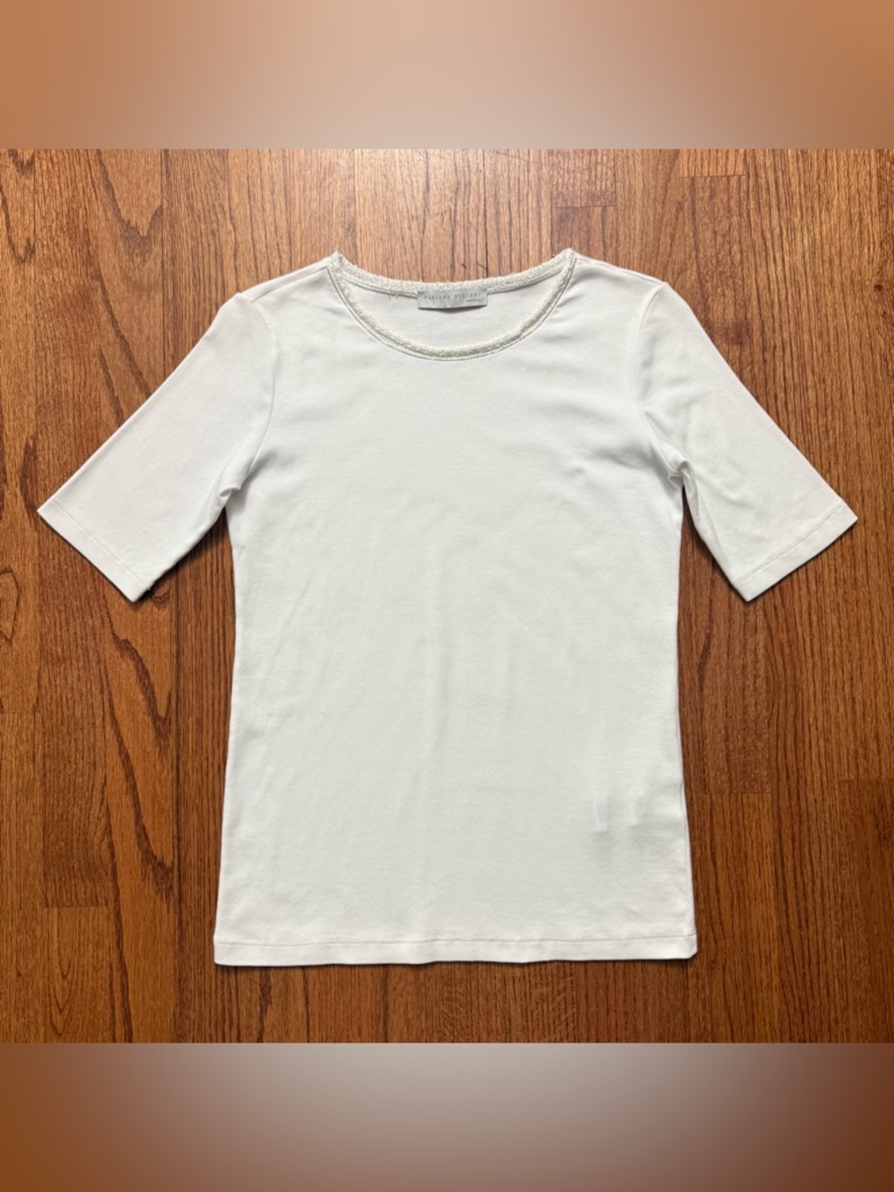 Fabiana Filippi white ribbed crewneck tee shirt size XS